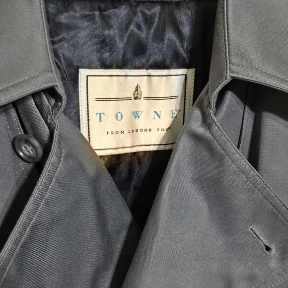London Fog Men's Charcoal Double-Breasted Trench Coat - Picture 8 of 16